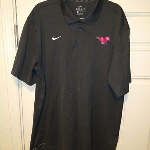 Nike SMU Mustangs NCAA Dri-Fit Gray Short Sleeve Polo Shirt Men's sz XXL.